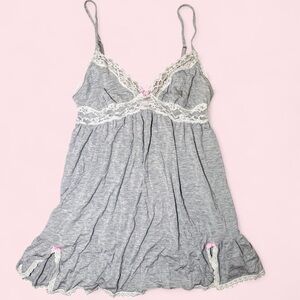 Victoria's Secret Gray Chemise with Lace Accents